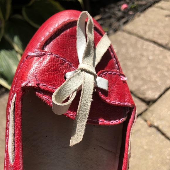 Red Italian Leather Flats - Picture 3 of 6